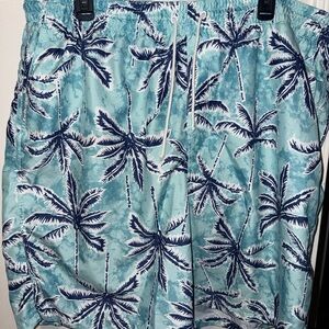 Old Navy Blue and Silver Leaf Swim Shorts